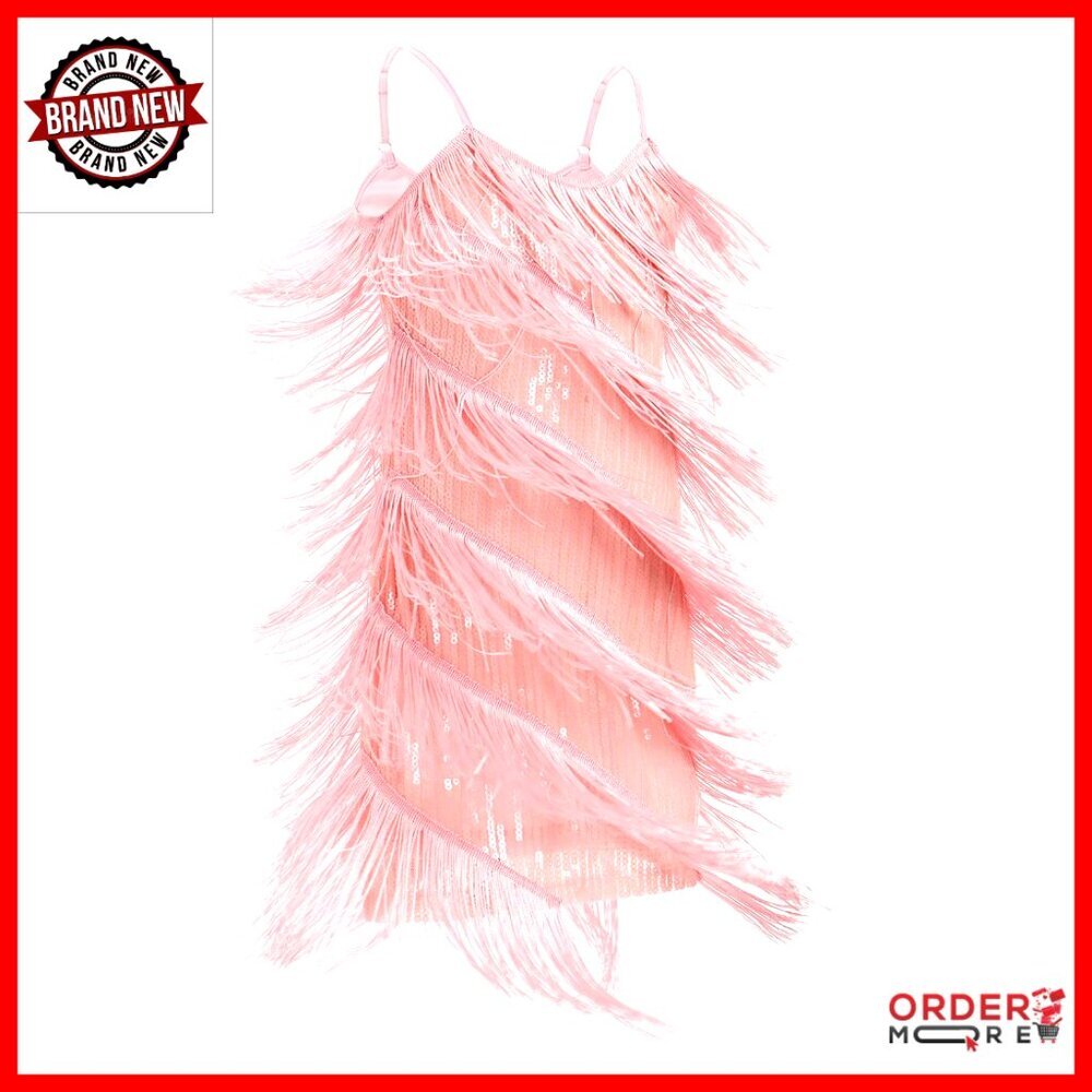 Girls 1920s Flapper Dress with Sequins Tassels Fringe Latin Dance Costume - Picture 1 of 7